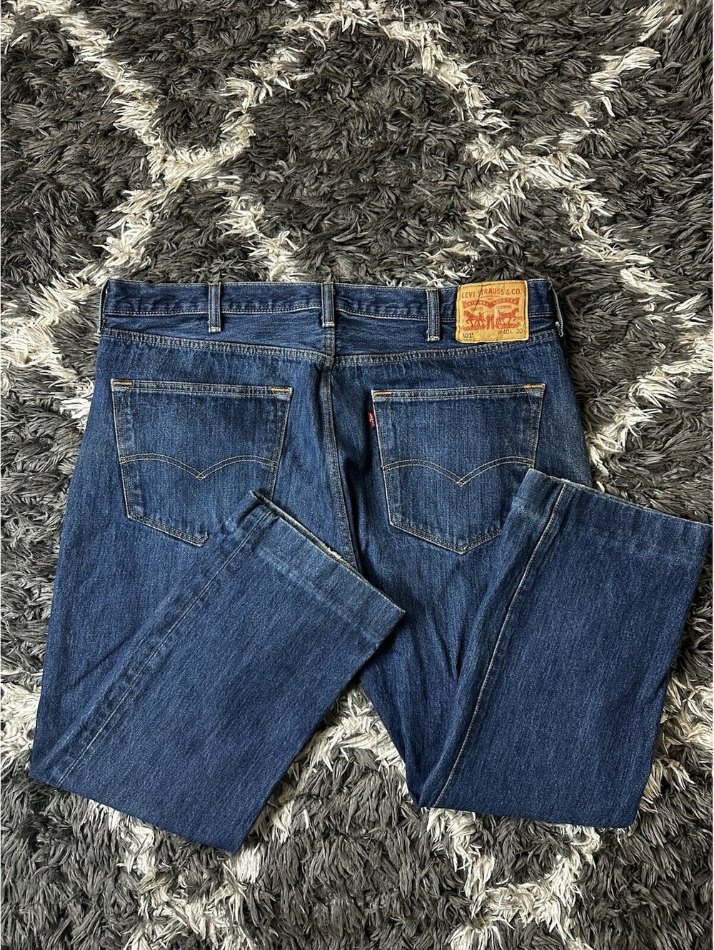 Levis 501 Straight Leg Dark Wash Blue Denim Jeans Mens W40 L29
